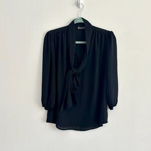 New York & Company Black Tie-Front Blouse
